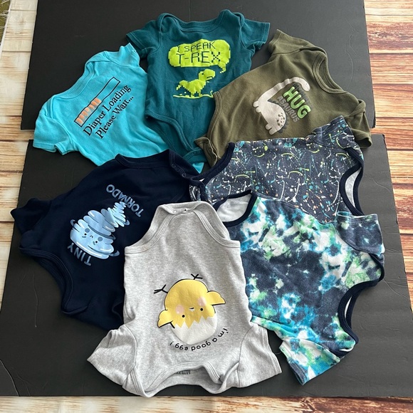 Monkey Bars Baby Boys Short Sleeve One Piece Bodysuit Set of 7 Size 18 months - Picture 2 of 12